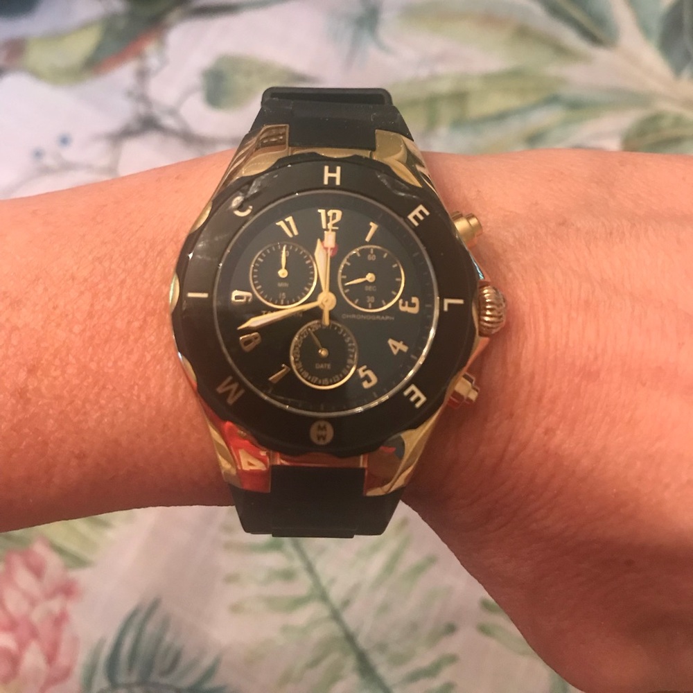 MICHELE Watch with black jelly band.